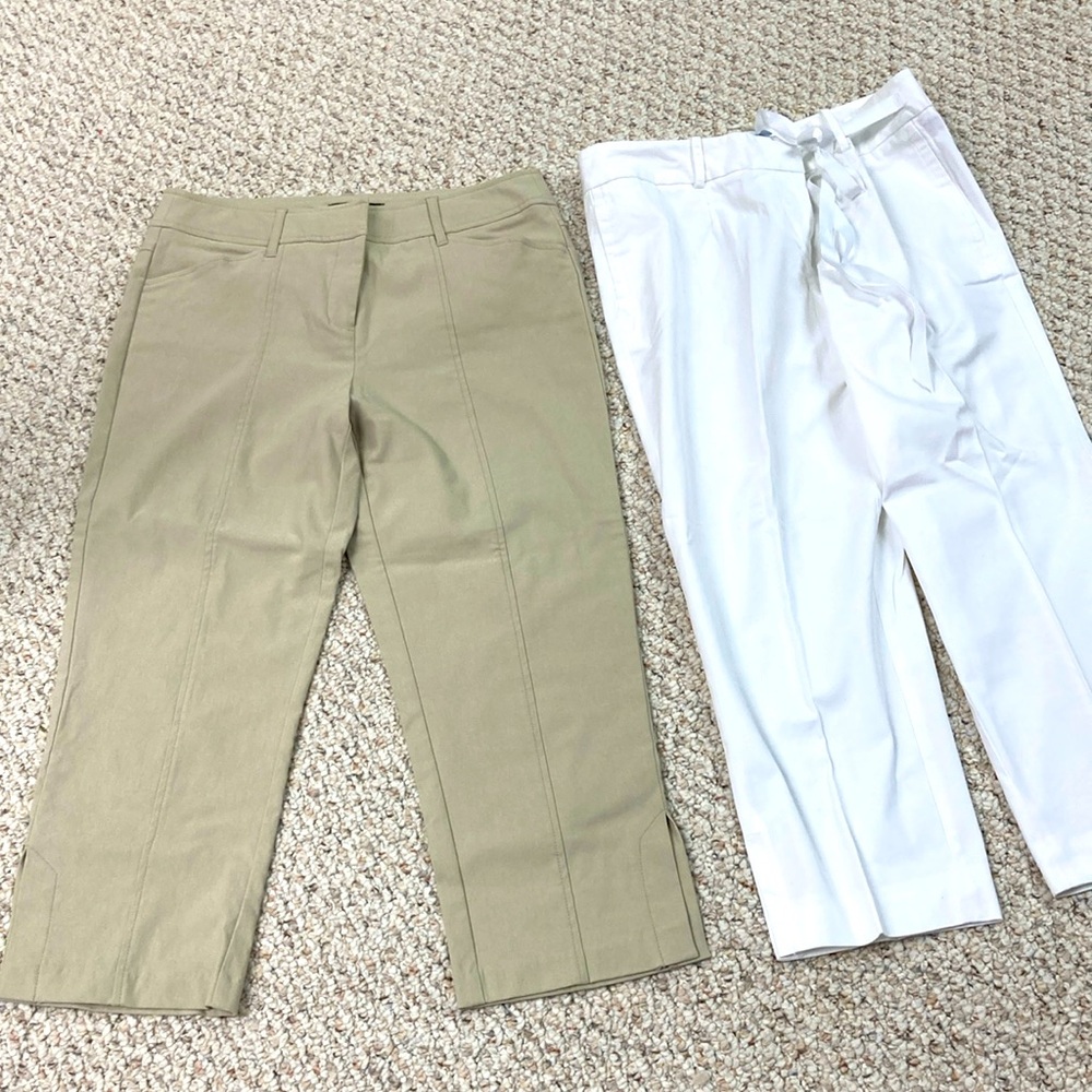 Women's Capris in White and Tan